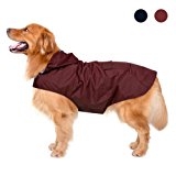 Cappotto impermeabile per cani con cappuccio e cablaggio fori e cinture di sicurezza riflettenti, ultrasottile traspirante 100%