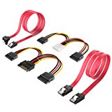 Inateck 2x SATA III cavo 48 cm, da 4pin ATX a 2x 15pin SATA adattatore corrente& 15pin SATA a 2x 15pin SATA cavo alimentazione -