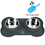 Pecute Ciotole per Cani Gatti in Acciaio Inox con Tappetino Silicone Antiscivolo (L ( 24 once, 700ml -ciotola )): Amazon.it: Pro