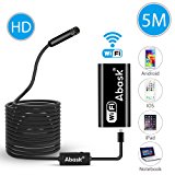WiFi Endoscopio,Abask 2.0 Megapixel CMOS HD 720P Senza fili Endoscopio Impermeabile Ispezione Snake Camera, 8 luci LED,Per Andro