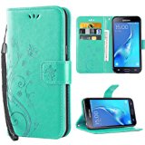 Custodia Galaxy J3,iDoer Retro Farfalla Fiore Modello Stampata Design Con Cinturino da Polso Custodia in pelle Protettiva Cuoio