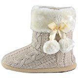 Pantofole da Donna Le Signore Ragazze Maglia Effetto Tessuto Pantofola Con Pom Poms: Amazon.it: Scarpe e borse