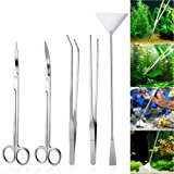 UEETEK Acquario Aquascaping Kit 5 in 1 in acciaio inox acquario serbatoio pianta acquatica strumenti set pinzette forbice spatol