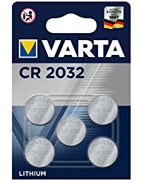 VARTA CR 2032, 6032101415, Batteria Litio a Bottone, Piatta, Specialistica, 3 Volts, Diametro 20mm, Altezza 3,2mm, confezione 5