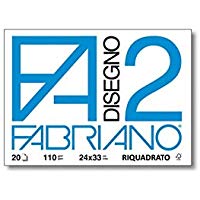 Fabriano F2 06201516, Album da Disegno, Formato 24 x 33 cm, Fogli Lisci Riquadrati, Grammatura 110gr-m2, 20 Fogli