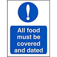 seco cs004sav-150 200 x 150 x 200 mm, autoadesiva"obbligatorio tutti i prodotti alimentari devono essere coperto e datato" Sign
