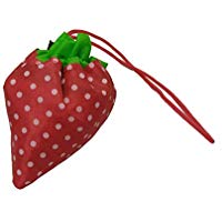 AKORD - Borsa per la spesa pieghevole, compatta, ecologica e riutilizzabile, si richiude in un sacchetto a forma di fragola, col
