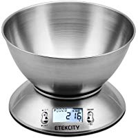 Etekcity Bilancia da Cucina Elettronica in Acciaio Inossidabile 5kg- 11lb,Ciotola Mescolata,Timer Allarme,Indicatore Temperatura