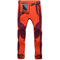 YiLianDa Pantaloni Funzionali Softshell Invernali da Uomo Slim Fit Impermeabili e Traspiranti per Trekking e Sport all'aperto: A