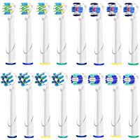 Qlebao Ricambi Spazzolini Elettrici Oral B, Multipack 4 x 4, 3D White, Precision Clean, Pulizia Profonda, CrossAction, 16 Pezzi,