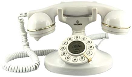 BRONDI TELEFONO FISSO STILE RETRO' VINTAGE BIANCO VINTAGE-10 DESIGN MADE IN ITALY