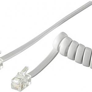 Goobay 50246 Cavo a Spirale per Cornetta Telefono CCA, Alluminio Rivestito di Rame, Bianco, 2m Lunghezza del Cavo