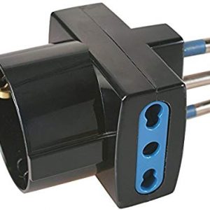Poly Pool PP0468.1S Adattatore Triplo Spina Grande e 2 Prese Bivalenti, Nero