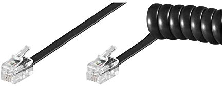 Goobay 68002 Cavo a Spirale per Cornetta Telefono CCA, Alluminio Rivestito di Rame, Nero, 4m Lunghezza del Cavo
