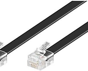 Goobay 50321 Cavo di Collegamento Modulare, Telefonico, Nero, 3m Lunghezza del Cavo