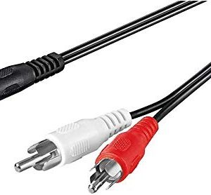 Goobay 50440 Adattatore Cavo Audio AUX, Jack da 3.5mm a Connettore RCA Stereo, Nero, 0.5m Lunghezza del Cavo