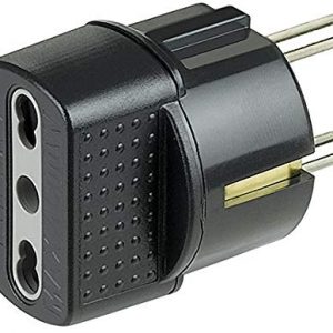BTicino S3625GE Adattatore con Spina Tedesca e Presa Bipasso, Colore Nero