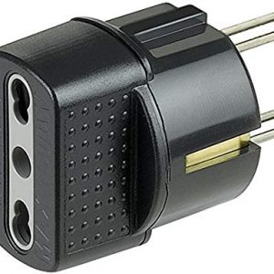 Bticino S3625G Adattatore con Spina Tedesca e Presa Bipasso, Nero