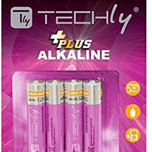 Techly 021031 Blister 4 Batterie Power Plus Mini Stilo AAA Alcaline LR03 1.5V
