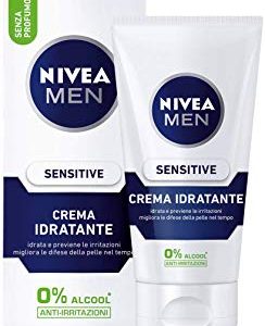 Nivea Men Sensitive Crema Idratante Uomo, Idrata e Previene le Irritazioni, senza Profumo, 75 ml
