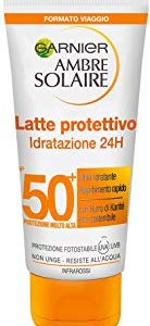 Garnier Ambre Solaire Crema Solare, Latte Protettivo Ultra-Pratico, Protezione Alta IP50, Idratazione 24h*, 50 ml