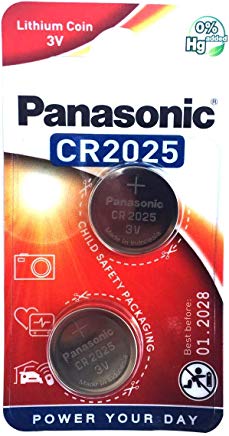 Panasonic Cr2025 Micropile al Litio, Argento (2 Pezzi)