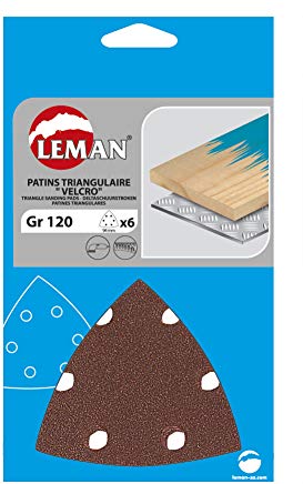Leman, 094094.06.03, 6 fogli abrasivi corindone, triangolari, 6 fori Klett set, colorato, 94 x 94 millimetri, P120, gewink
