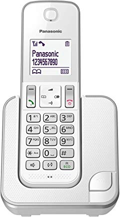 Panasonic KX-TGD310JTS Telefono Cordless Digitale Singolo, LCD Monocromatico Bianco, Schermo e Tasti Retroilluminati, Suoneria P