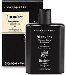 L'Erbolario, Doccia Shampoo Energizzante Ginepro Nero, Detergente per Corpo e Capelli, 250 ml