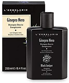 L'Erbolario, Doccia Shampoo Energizzante Ginepro Nero, Detergente per Corpo e Capelli, 250 ml