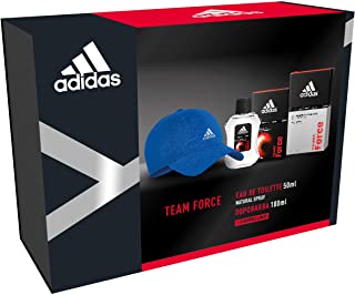 Adidas - Confezione Regalo Team Force: Profumo Uomo 50 ml, Dopobarba 100 ml e Cappello Baseball Blu