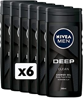 Nivea Men Deep Doccia Shampoo, 6 Confezioni da 250 ml