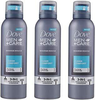 Dove Men+Care Mousse Doccia Clean Comfort 3-in-1, 200 ml - Pacco da 3
