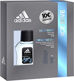 Adidas, Confezione Regalo Uomo Ice Dive, Eau de Toilette 50 ml e Gel Doccia Bagnoschiuma 3in1, 250 ml