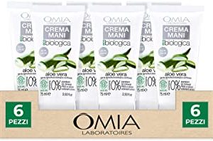 Omia, Crema Mani Ecobio Aloe Vera, Crema Nutriente e Protettiva Per Mani Secche e Delicate - 6 Confezioni da 75 ml
