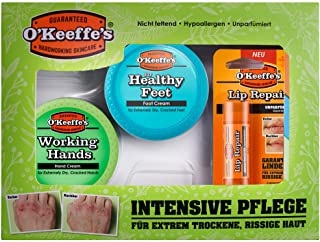 O'Keeffe's - Set regalo con 1 crema per le mani Working Hands, 1 crema per i piedi Healthy Feet, 1 balsamo per le labbra non pro