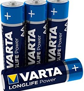 Varta Longlife Power AA Mignon Batteria LR06 (pacco da 4) Batteria alcalina - Made in Germany - Ideali per giocattoli, torce, co