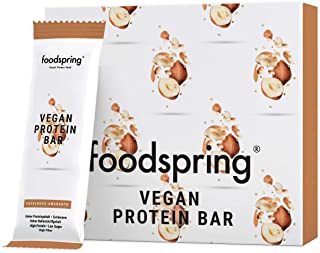 foodspring Barrette Proteiche Vegane, Nocciola e Amaranto,12 x 60g, il tuo snack vegano con proteine 100% di origine vegetale