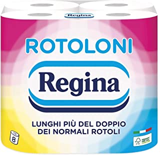 Rotoloni Regina Carta Igienica | Confezione da 8 Rotoli a 2 Veli | 500 Strappi per Rotolo | Bianca e Decorata | Carta 100% Certi