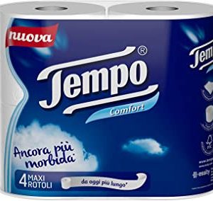 Tempo - Rotoli, Classic, con Fibre di Cotone, Maxi, 3 veli - 4 pezzi