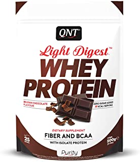 QNT Proteine del Siero di Latte con Fibre, Bcaa e Whey Isolate Gusto Cioccolato - 0.5 kg