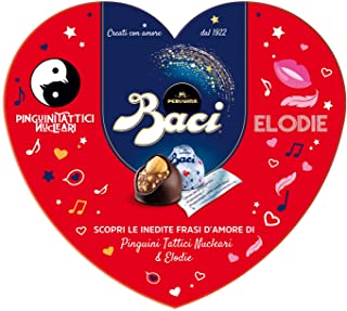 Baci Perugina Classico Autografi d'Autore Cioccolatini Fondenti Ripieni al Gianduia e Nocciola, Scatola Cuore, 150g