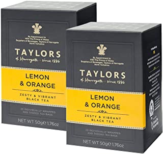 2 x 20 Individually Wrapped and Tagged Tea Bags Taylors Lemon & Orange
