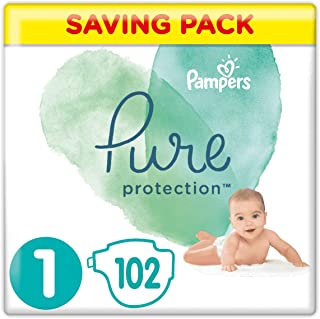 Pampers - Pacco da 102 pesi Pure Protection, misura 1, 2-5 kg