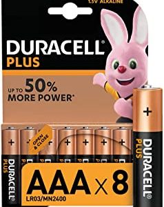 Duracell LR03 MN2400 Plus AAA - Batterie Ministilo Alcaline, Confezione da 8 Pacco del Produttore, 1.5 V, 8 Batterie
