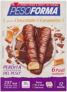 Pesoforma Barrette Cioccolato e Caramello - Pasti sostitutivi dimagranti SOLO 237 Kcal Ricco in proteine - 6 pasti