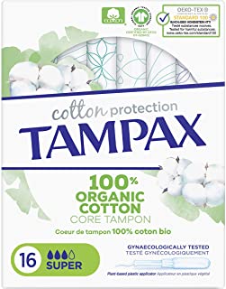 Tampax Cotton Protection Super con applicatore X 16, cuore di timbro, in cotone biologico