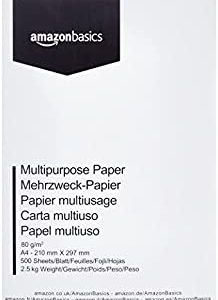 Amazon Basics Carta da stampa multiuso A4 80gsm, 1 risma, 500 fogli, bianco