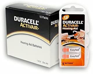 10 Duracell 13 Hearing Aid Easy Tab - Batterie per Protesi Acustiche