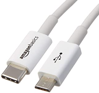 Amazon Basics - Cavo USB-C a Micro B 2.0, 0,9 m, colore bianco